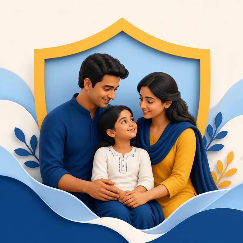 Indian family supported by a protective shield